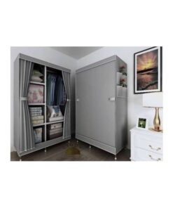 Lindy Portable Fabric Wardrobe - 6 Shelves - Grey