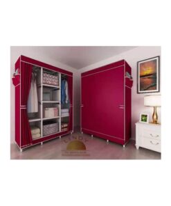 Lindy Portable Wardrobe - 8 Shelves - Wine Red