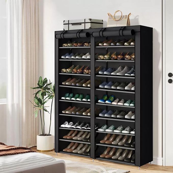 Shoe Organizer Rack - 9 Levels For 54 Pairs Large Capacity - Black Metal Shopwice Shoe Organizer Rack - 9 Levels For 54 Pairs Large Capacity - Black Metal - Image 4