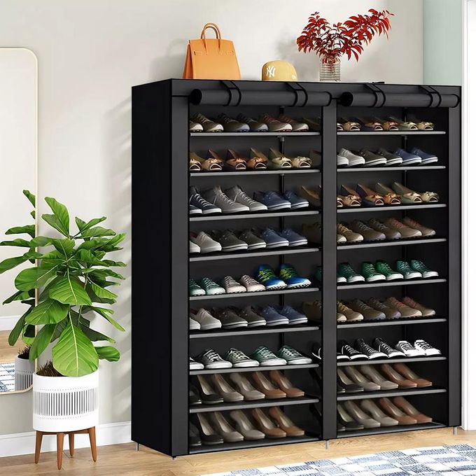 Shoe Organizer Rack - 9 Levels For 54 Pairs Large Capacity - Black Metal Shopwice Shoe Organizer Rack - 9 Levels For 54 Pairs Large Capacity - Black Metal - Image 2