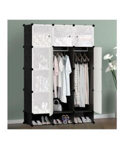 12 Portable Cubes Wardrobe With Shoe Rack - Black/White