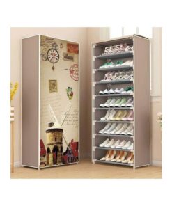 Home Shoe Storage 9-Layer Free-Standing Shoe Rack Cover Cabinet with Fabric