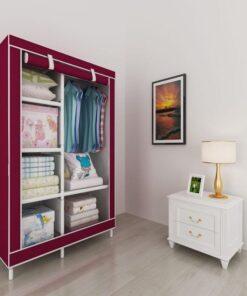 Lindy Foldable Wardrobe 6 Shelves - Red