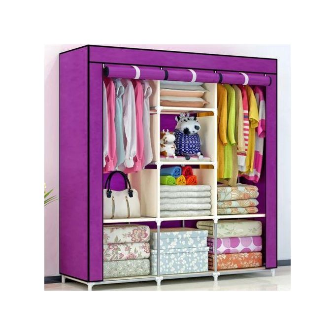Portable Wardrobe - 8 Shelves - Purple Shopwice Portable Wardrobe - 8 Shelves - Purple