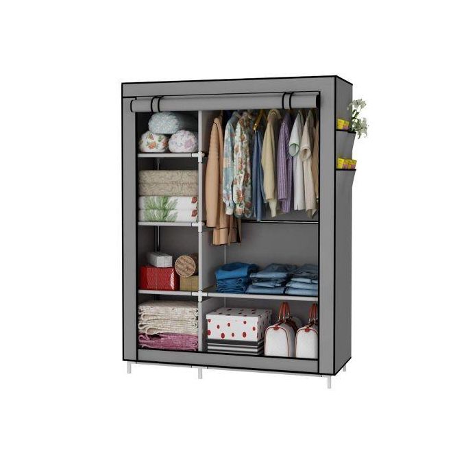 2-in-1 Portable Wardrobe - Grey Shopwice 2-in-1 Portable Wardrobe - Grey