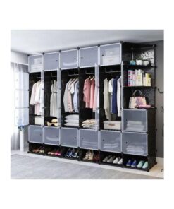 27 Cubes Wardrobe + 3 Corners + 6 Shoe Rack - Black/White