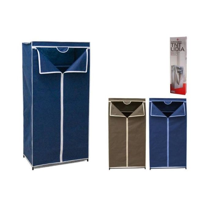 Portable Clothes Wardrobe with Hanging Rail Freestanding Fabric Clothes Wardrobe - Blue Shopwice Portable Clothes Wardrobe with Hanging Rail Freestanding Fabric Clothes Wardrobe—Blue