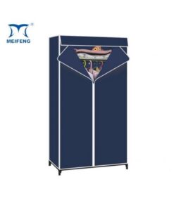 Portable Clothes Wardrobe with Hanging Rail Freestanding Fabric Clothes Wardrobe—Blue