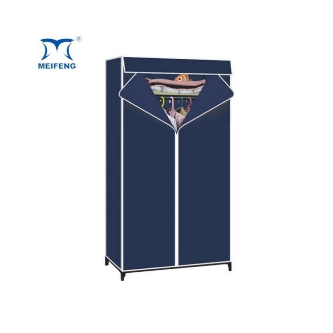 Portable Clothes Wardrobe with Hanging Rail Freestanding Fabric Clothes Wardrobe - Blue Shopwice Portable Clothes Wardrobe with Hanging Rail Freestanding Fabric Clothes Wardrobe—Blue