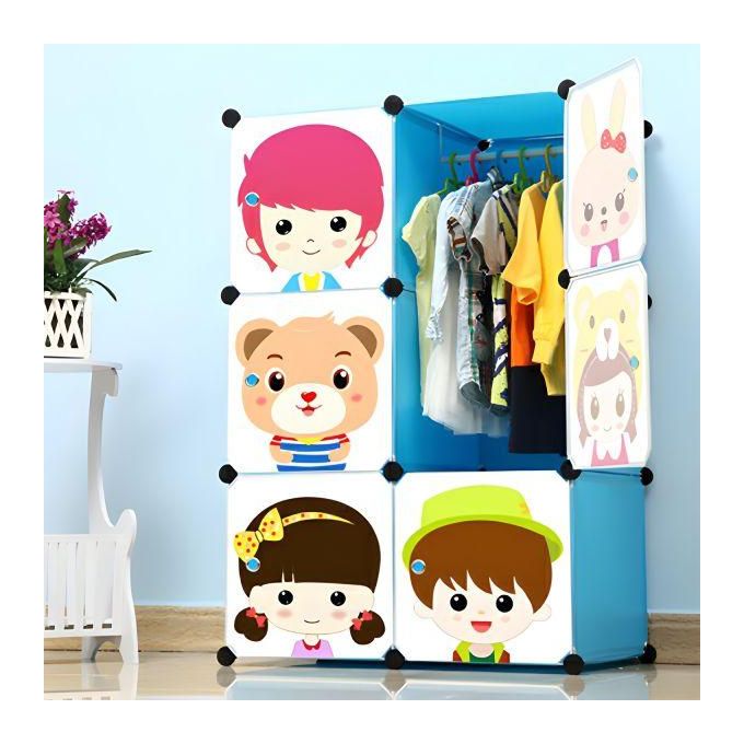 6 Cubes Wardrobe - Blue/Multicolor Shopwice 6 Cubes Wardrobe - Blue/Multicolor