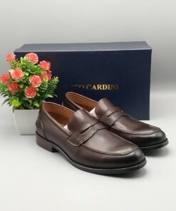 Marco Cardini Two-Tone Brown Burnished Leather Penny Loafers