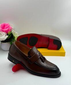 Imperial Men's Crocodile-Embossed Tassel Leather Loafer – Brown