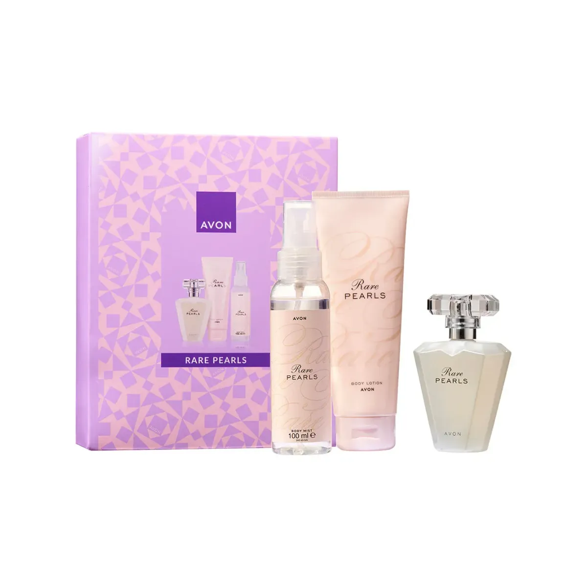 Avon Rare Pearls Gift Set of 3 50ML EDP, 125ML Body Lotion & 100ml Body Mist