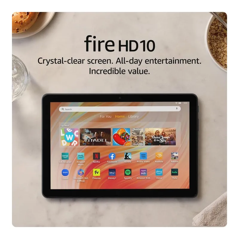 Amazon Fire 10 HD Tablet vibrant Full HD screen, octa-core processor, 3 GB RAM, 64GB, Black