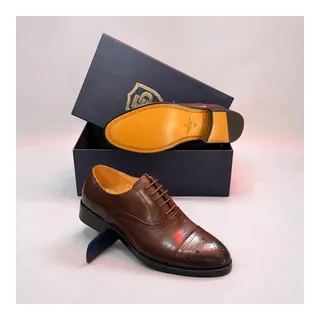 Frank Perry Classic Brown Cap-Toe Brogue Oxford Shoes