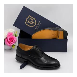 Frank Perry Men’s Classic Cap-Toe Lace-Up Dress Shoes – Black