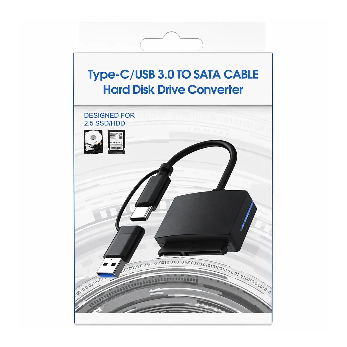 USB 3.0 & Type-C 2-in-1 to SATA Converter Cable for 2.5" HDD/SSD